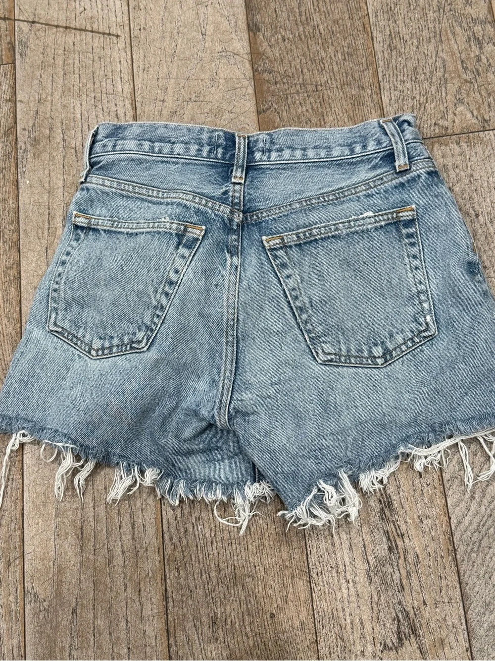 AGOLDE Parker Long Shorts 23 100% Organic Cotton Denim Cutoff Frayed Wheel $138